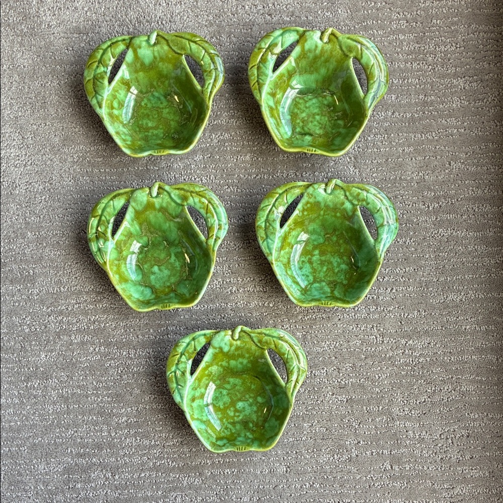 Vintage Pottery set of 5 Pear Shaped Bowls by Enchanto Co.